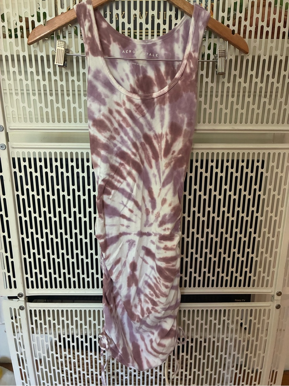 Aeropostale Mauve and White Tie-Dye Tank Dress